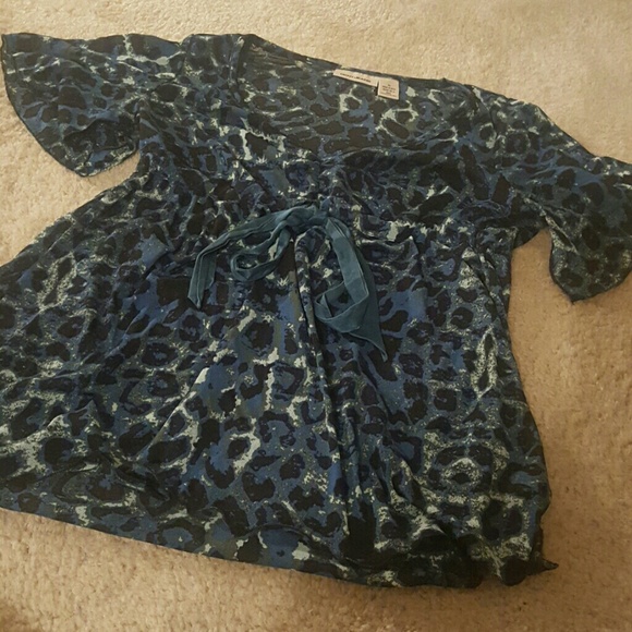 DKNY jeans Animal.Print top Blue leopard Med - Picture 5 of 7